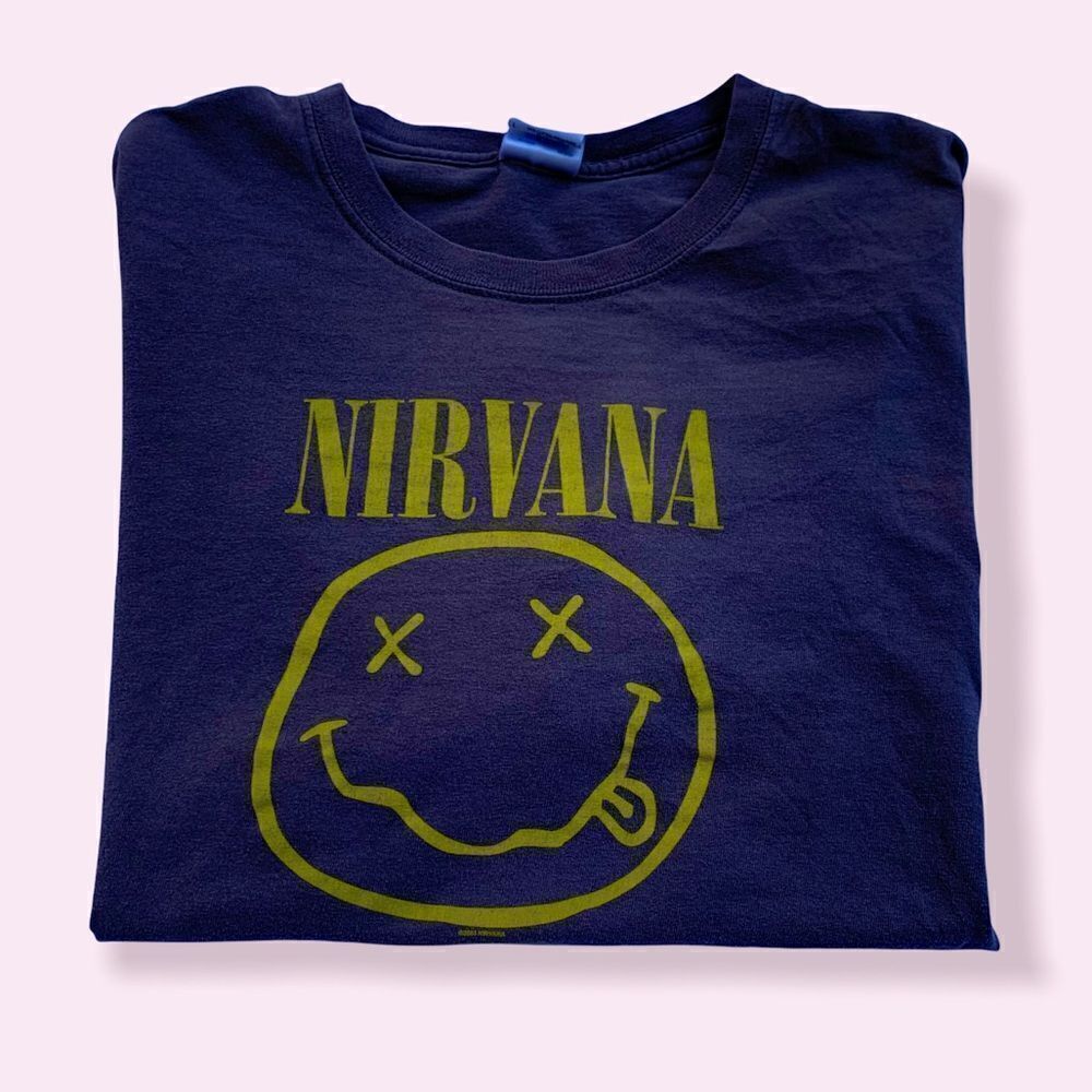 Vintage Y2k 2003 Nirvana Smiley Graphic T-shirt L